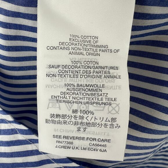 J.Crew Perfect Eyelet Trim Stripe Shirt Blue White Embroidered Button Down Sz 2 - Picture 9 of 10